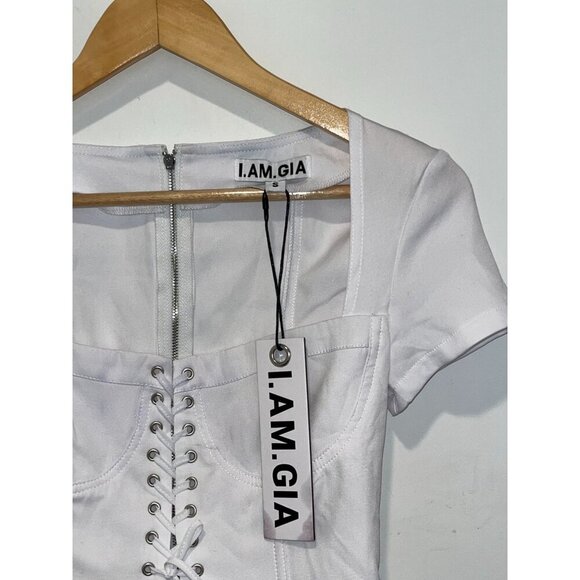 NWT I.AM.GIA Evita White Lace-Up Corset Top Small Womens - Picture 3 of 10
